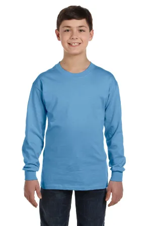 Gildan Youth Long Sleeve Crewneck T-Shirt - Carolina Blue