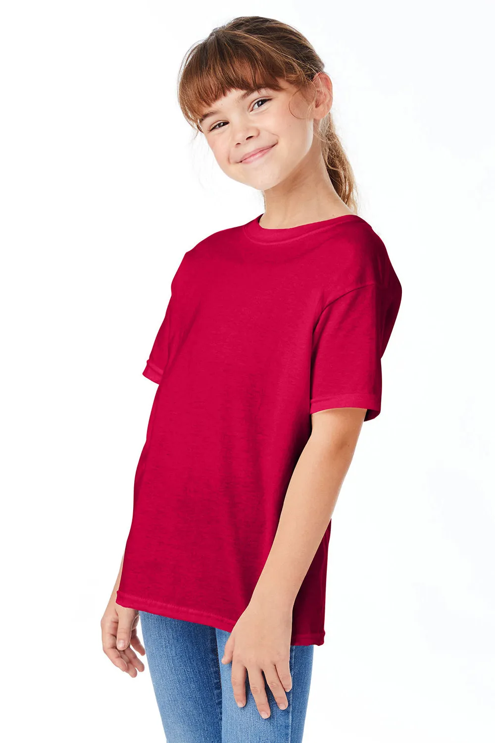 Hanes Youth ComfortSoft Short Sleeve Crewneck T-Shirt - Athletic Crimson Red