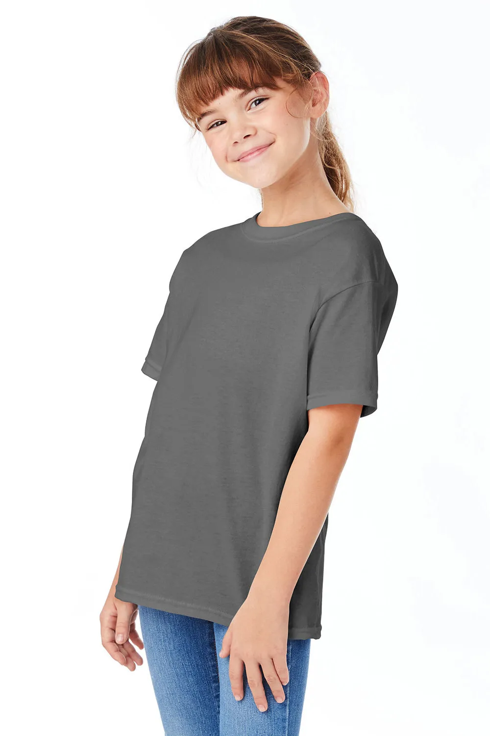 Hanes Youth ComfortSoft Short Sleeve Crewneck T-Shirt - Smoke Grey