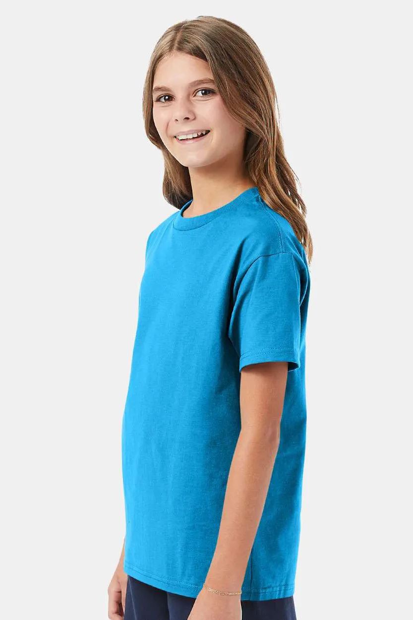 Hanes Youth ComfortSoft Short Sleeve Crewneck T-Shirt - Teal Blue