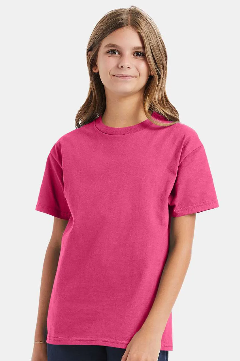 Hanes Youth ComfortSoft Short Sleeve Crewneck T-Shirt - Wow Pink