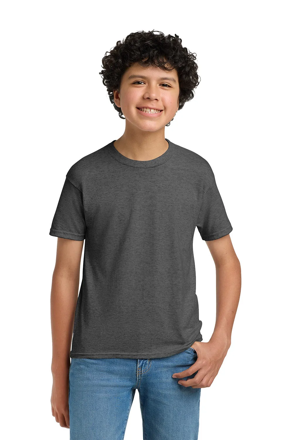 Hanes Youth EcoSmart Short Sleeve Crewneck T-Shirt - Heather Charcoal Grey