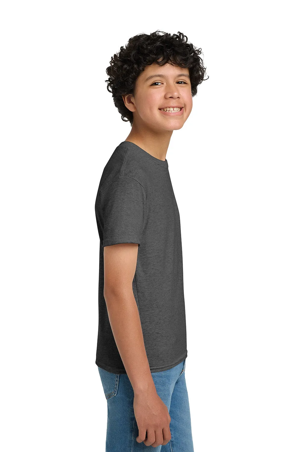 Hanes Youth EcoSmart Short Sleeve Crewneck T-Shirt - Heather Charcoal Grey