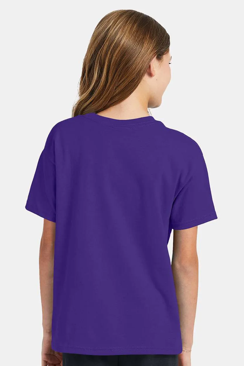 Hanes Youth EcoSmart Short Sleeve Crewneck T-Shirt - Purple