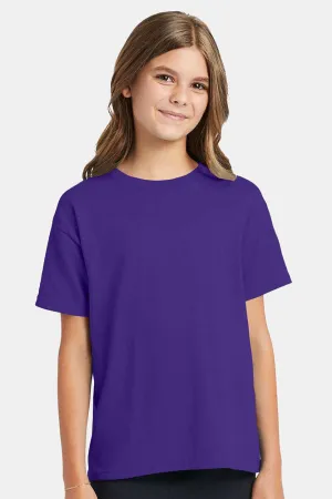 Hanes Youth EcoSmart Short Sleeve Crewneck T-Shirt - Purple