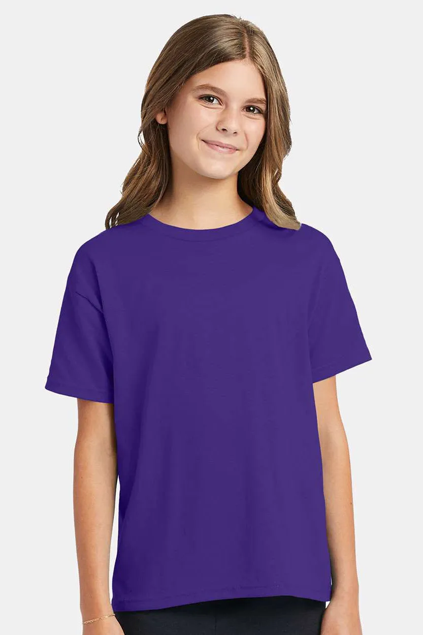 Hanes Youth EcoSmart Short Sleeve Crewneck T-Shirt - Purple