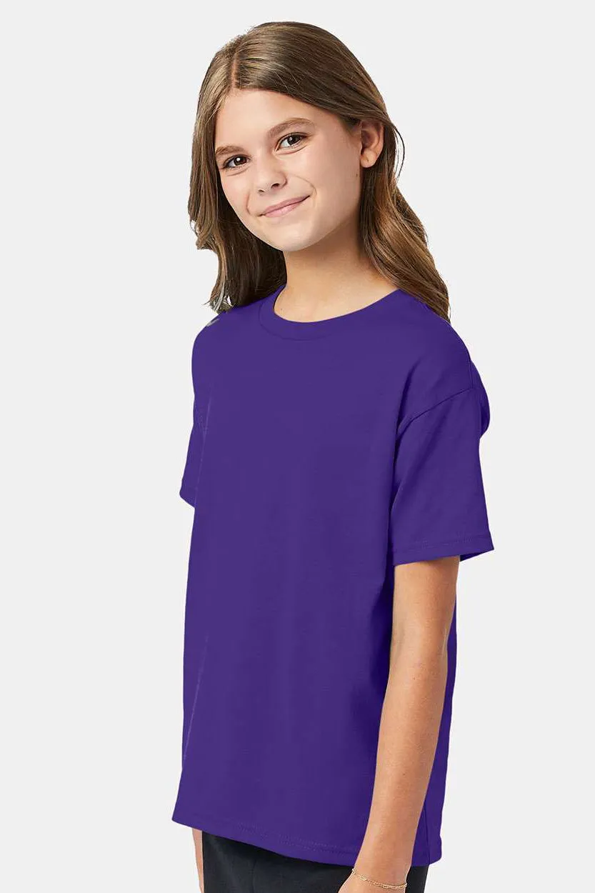 Hanes Youth EcoSmart Short Sleeve Crewneck T-Shirt - Purple