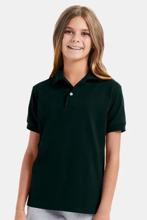 Hanes Youth EcoSmart Short Sleeve Polo Shirt - Deep Forest Green