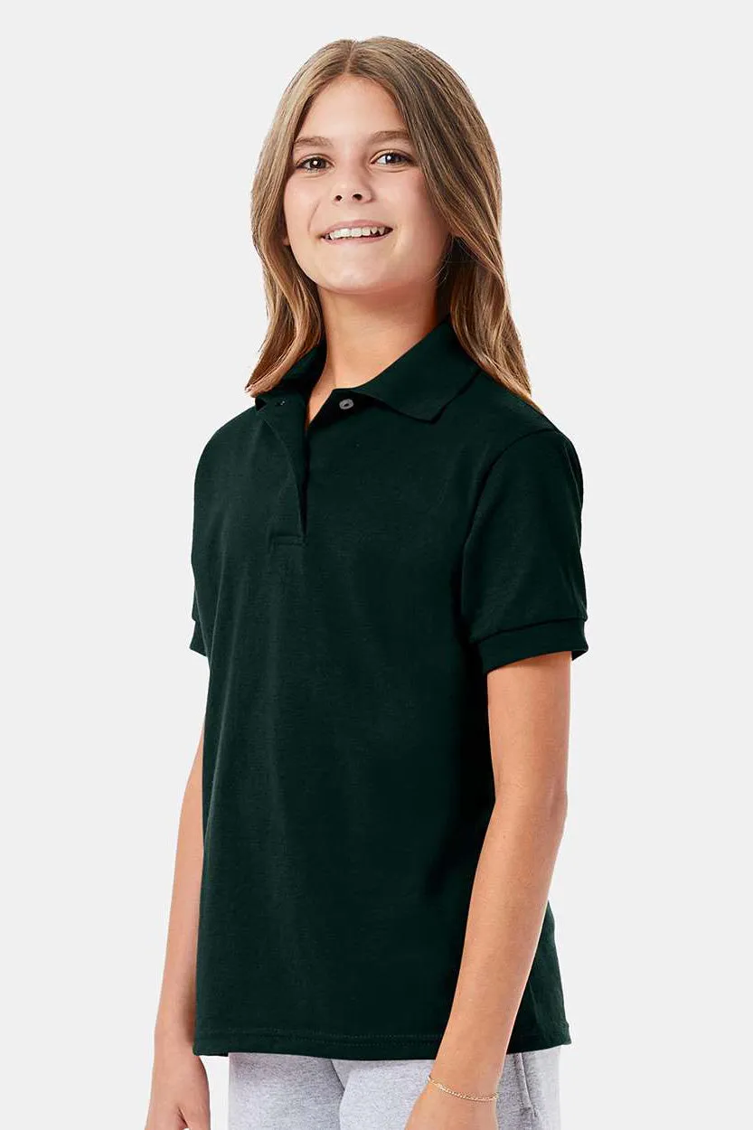 Hanes Youth EcoSmart Short Sleeve Polo Shirt - Deep Forest Green