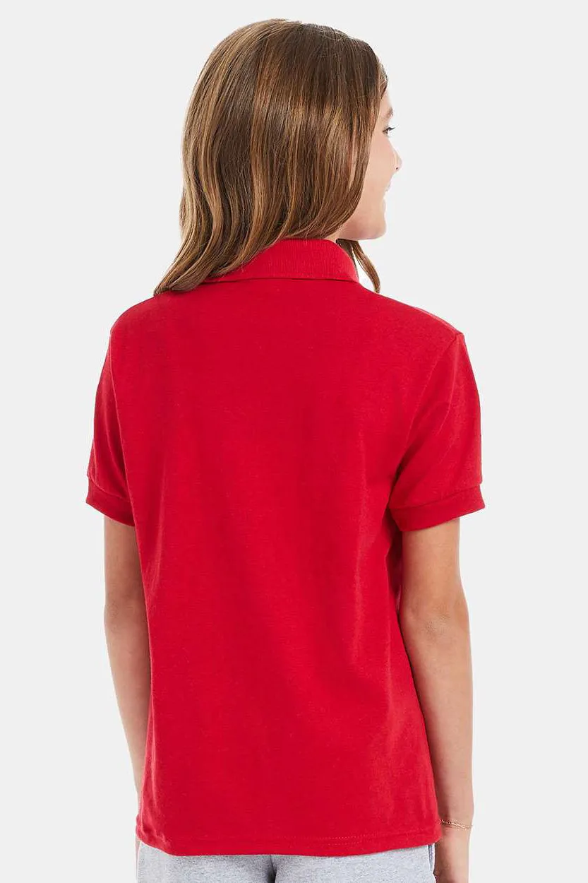 Hanes Youth EcoSmart Short Sleeve Polo Shirt - Deep Red