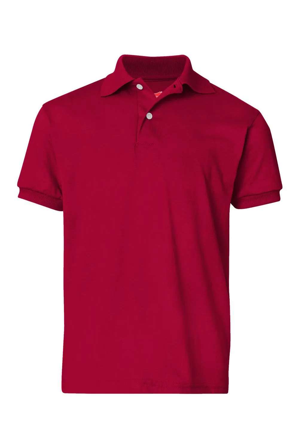 Hanes Youth EcoSmart Short Sleeve Polo Shirt - Deep Red