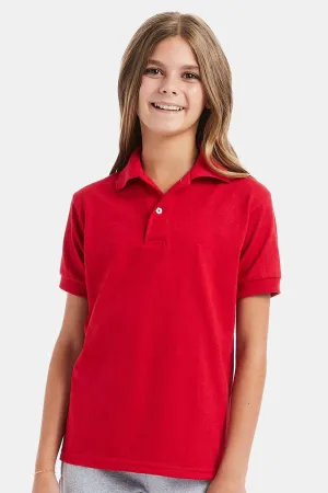 Hanes Youth EcoSmart Short Sleeve Polo Shirt - Deep Red