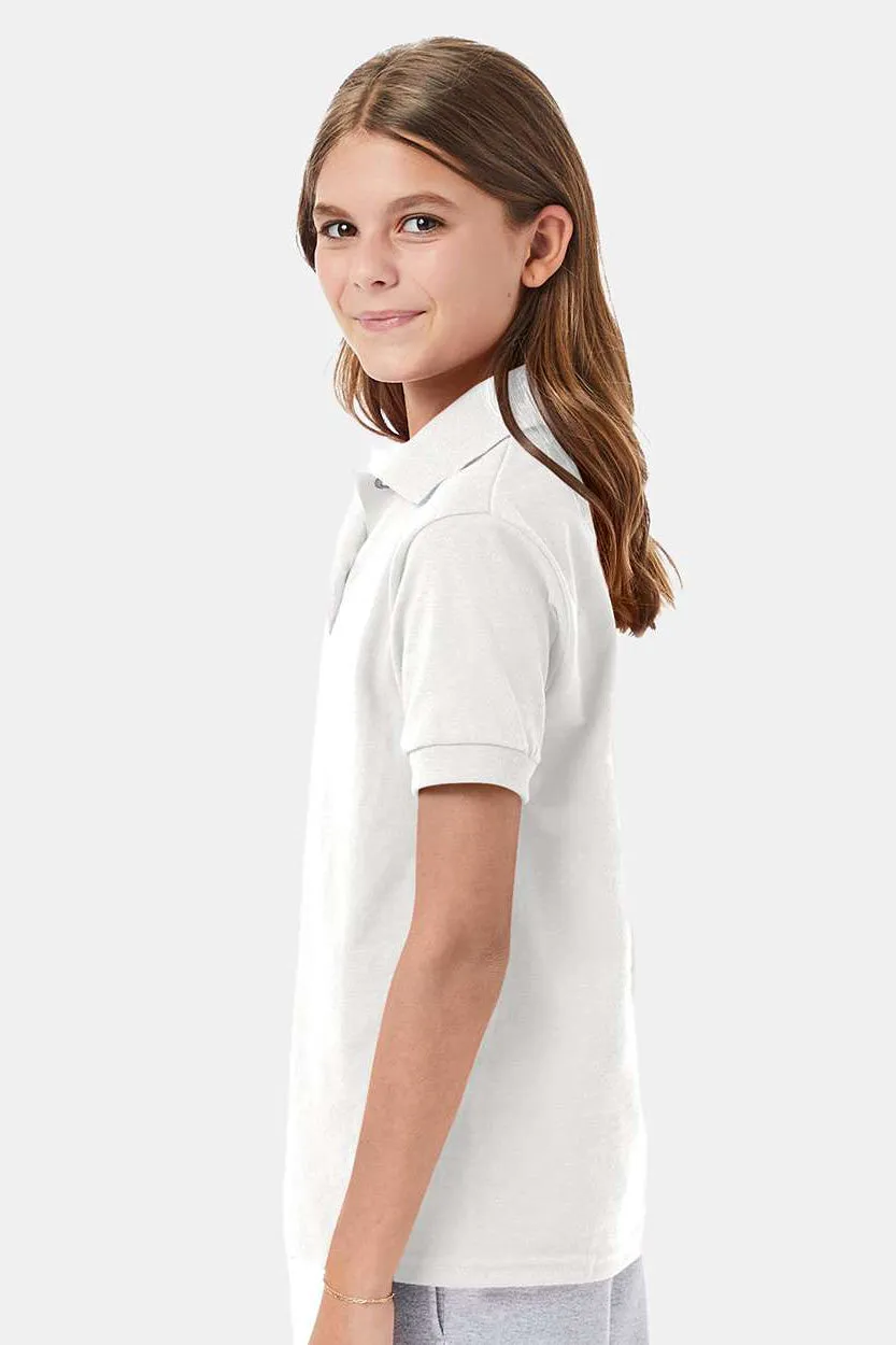 Hanes Youth EcoSmart Short Sleeve Polo Shirt - White