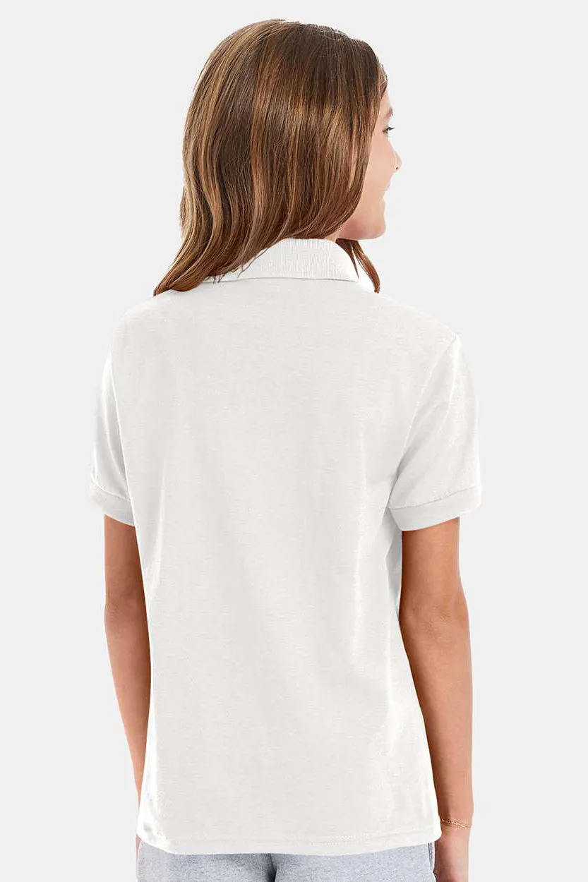 Hanes Youth EcoSmart Short Sleeve Polo Shirt - White