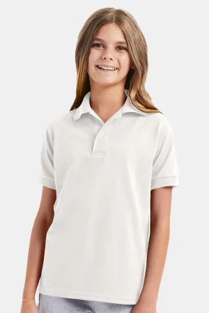 Hanes Youth EcoSmart Short Sleeve Polo Shirt - White