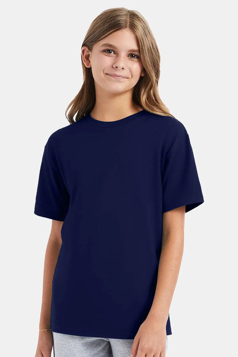 Hanes Youth Nano-T Short Sleeve Crewneck T-Shirt - Navy Blue
