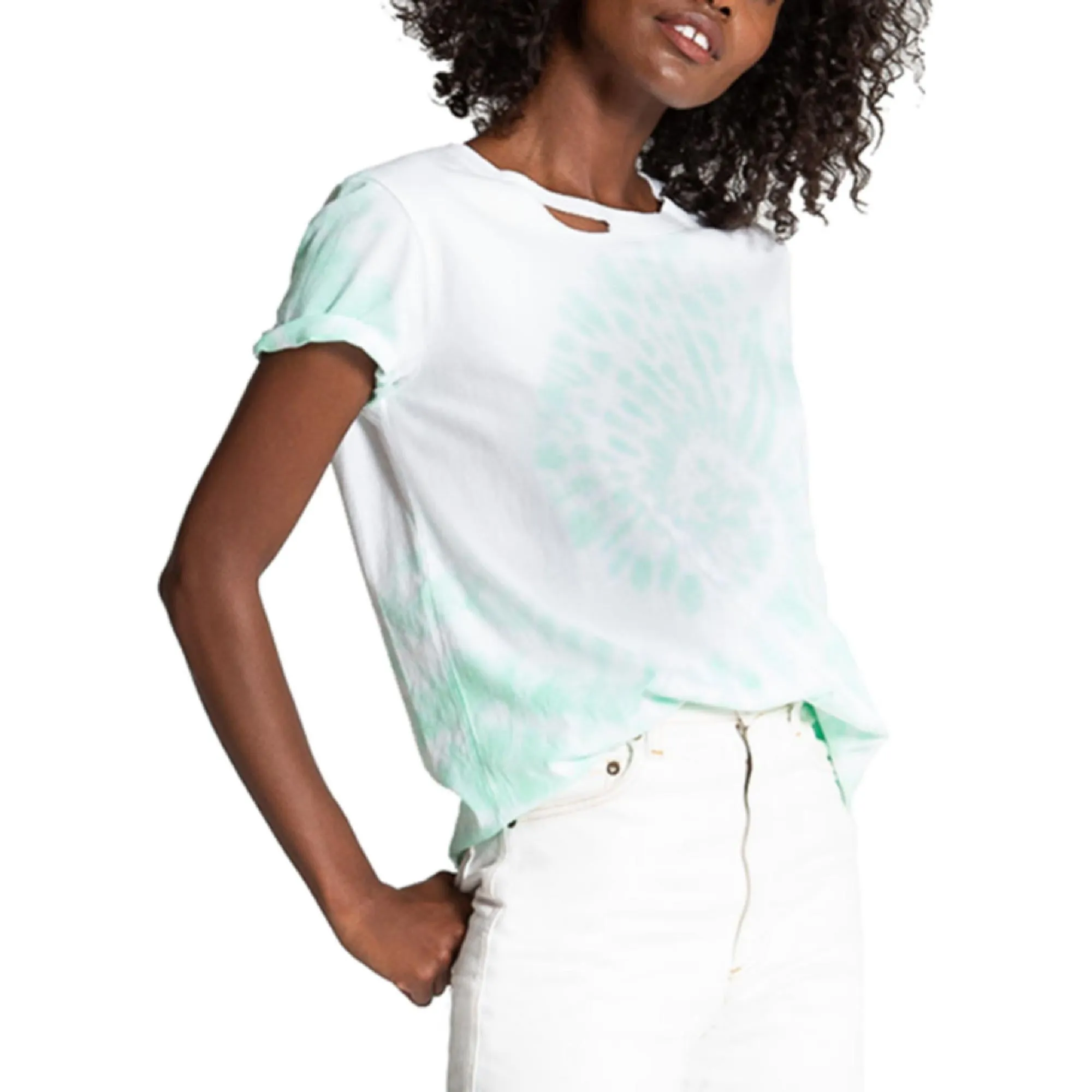 Harlow BFF Womens Tie Dye Cut Out T-Shirt