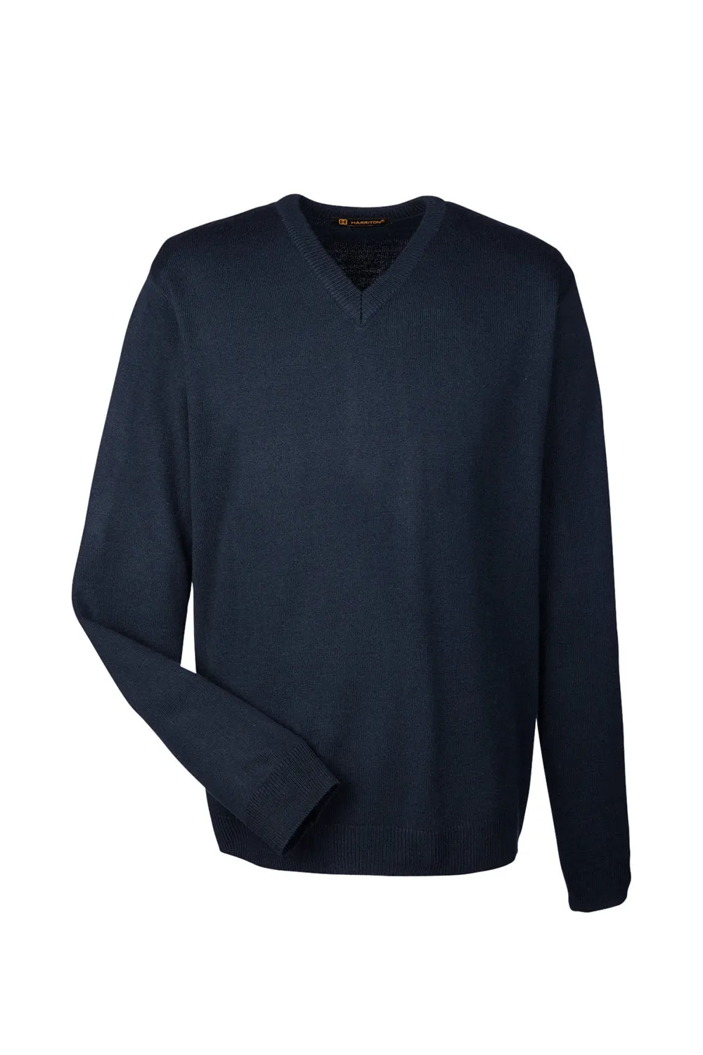 Harriton Mens Pilbloc Pill Resistant V-Neck Long Sleeve Sweater - Dark Navy Blue