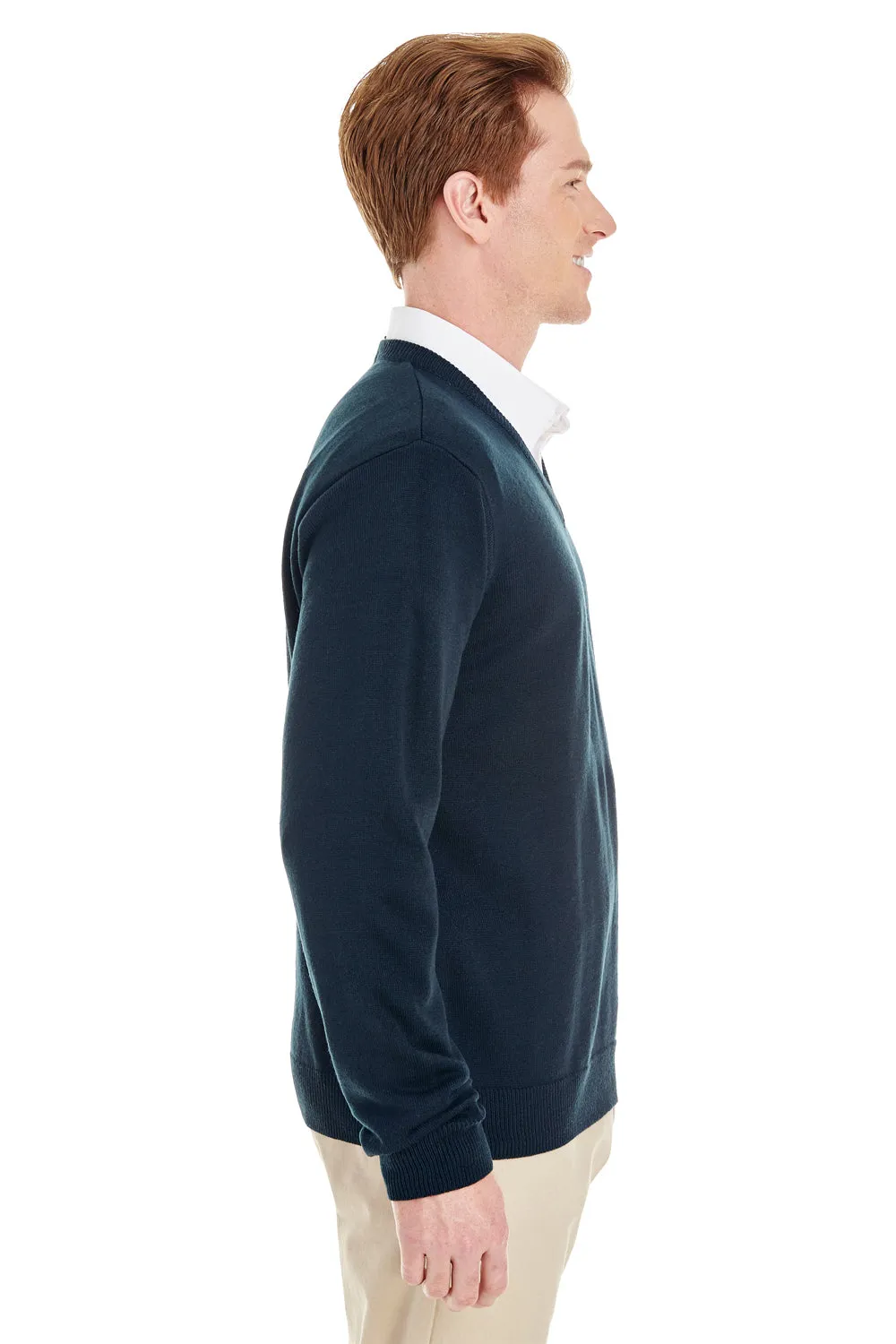 Harriton Mens Pilbloc Pill Resistant V-Neck Long Sleeve Sweater - Dark Navy Blue