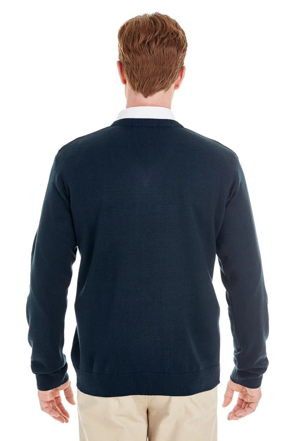 Harriton Mens Pilbloc Pill Resistant V-Neck Long Sleeve Sweater - Dark Navy Blue