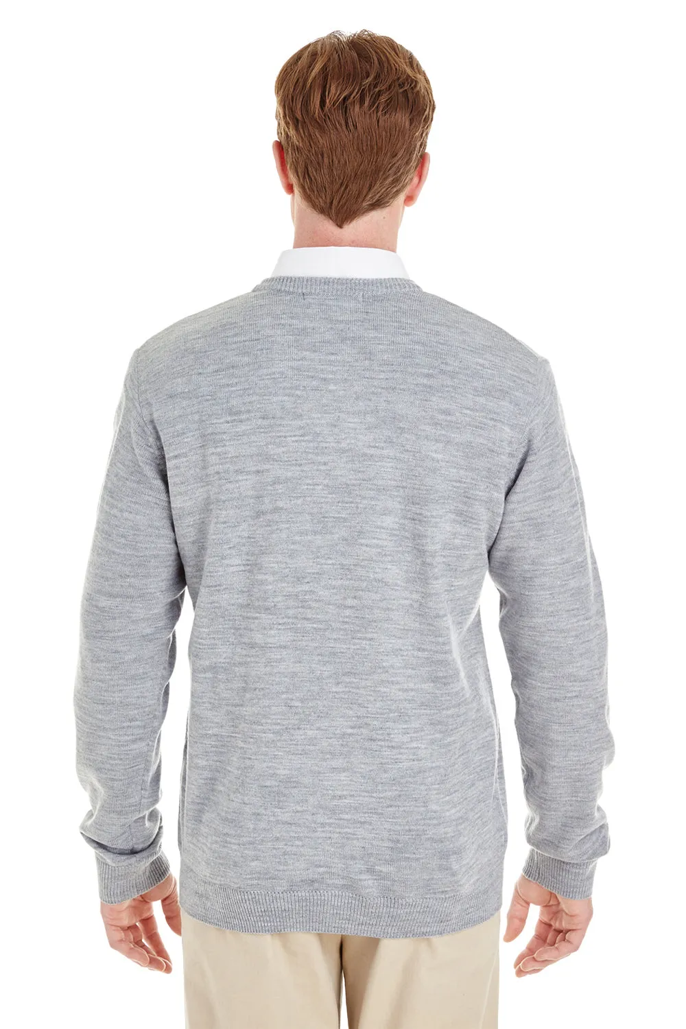 Harriton Mens Pilbloc Pill Resistant V-Neck Long Sleeve Sweater - Heather Grey