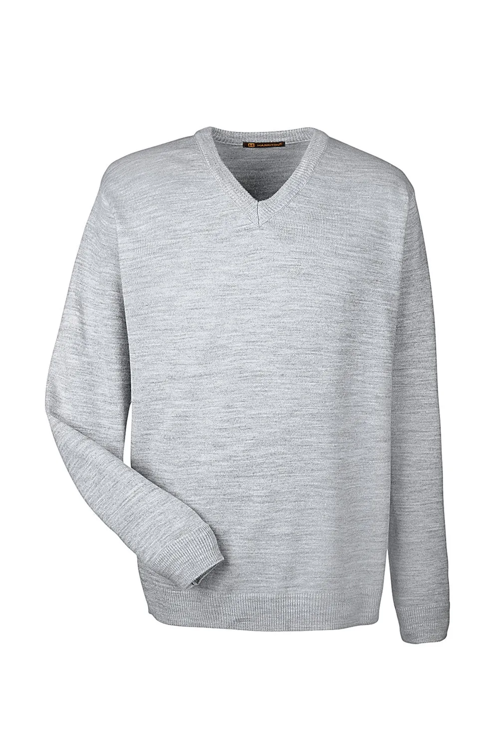 Harriton Mens Pilbloc Pill Resistant V-Neck Long Sleeve Sweater - Heather Grey