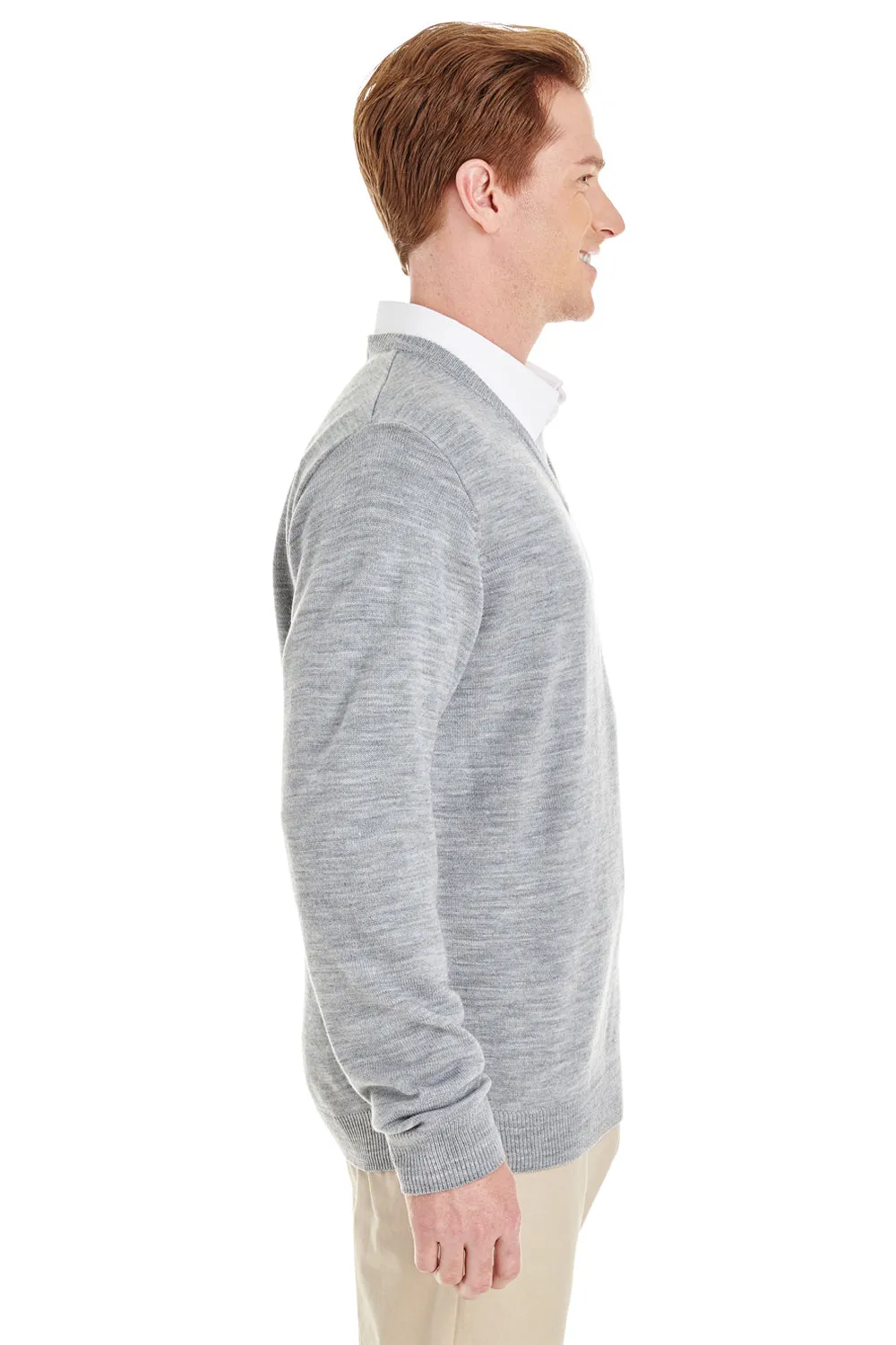 Harriton Mens Pilbloc Pill Resistant V-Neck Long Sleeve Sweater - Heather Grey