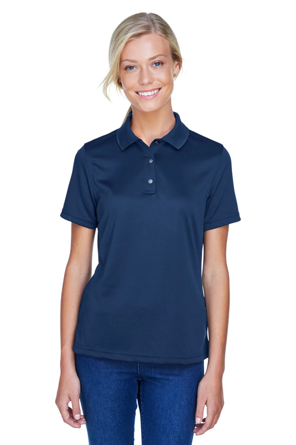 Harriton Womens Advantage Moisture Wicking Short Sleeve Polo Shirt - Dark Navy Blue