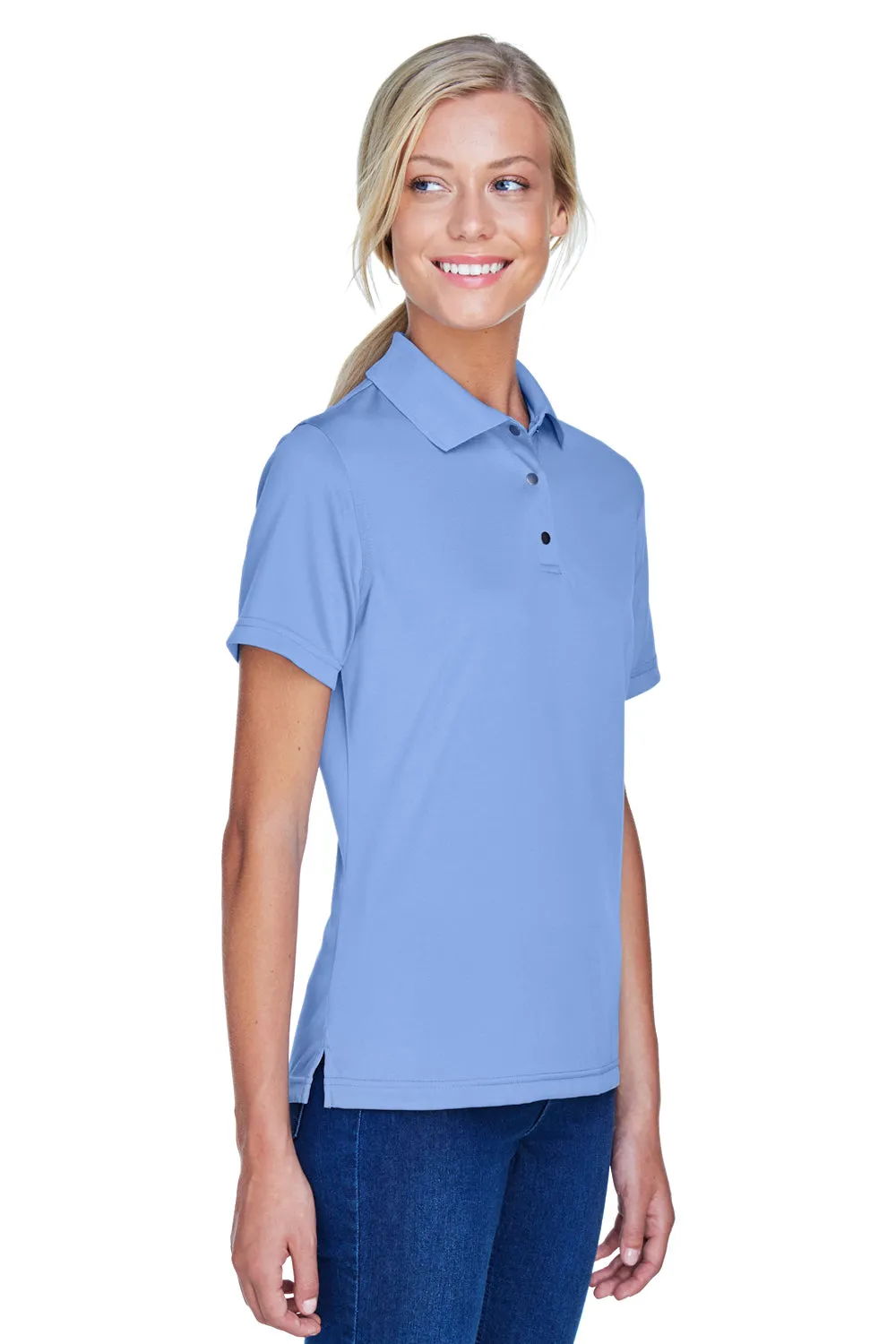Harriton Womens Advantage Moisture Wicking Short Sleeve Polo Shirt - Industry Blue