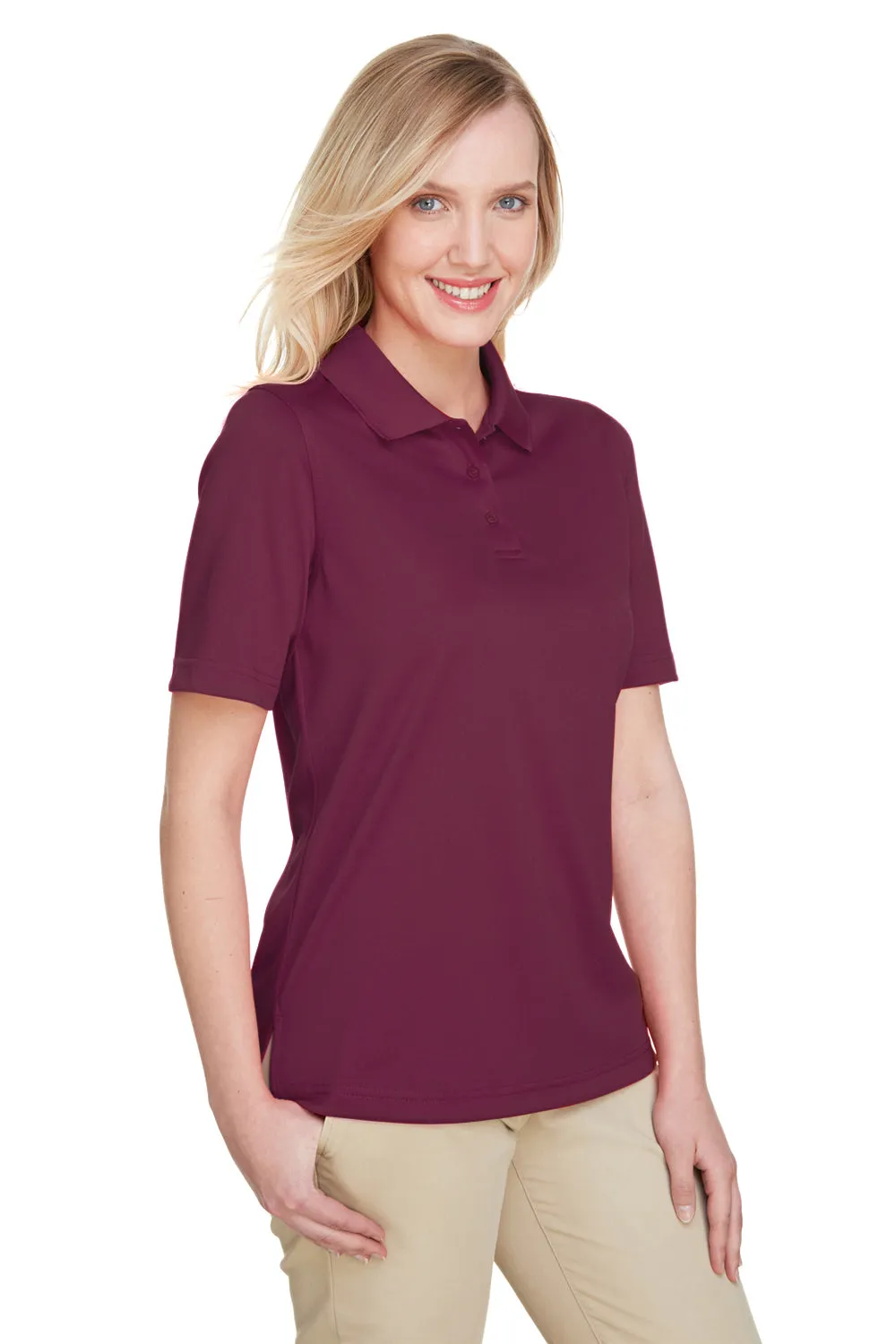 Harriton Womens Advantage Performance Moisture Wicking Short Sleeve Polo Shirt - Maroon