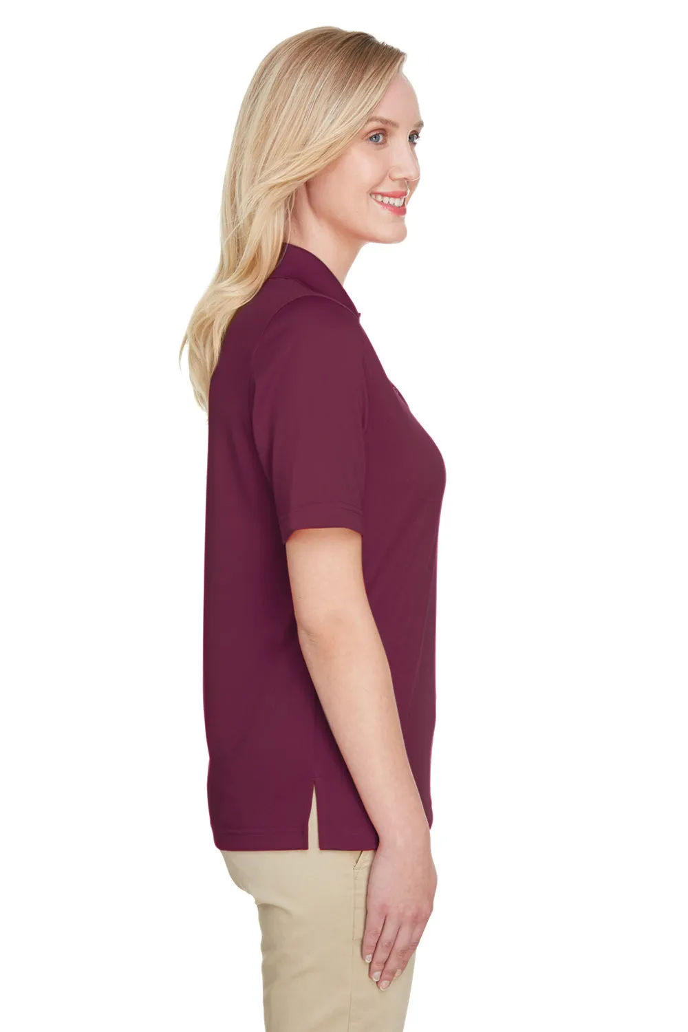 Harriton Womens Advantage Performance Moisture Wicking Short Sleeve Polo Shirt - Maroon