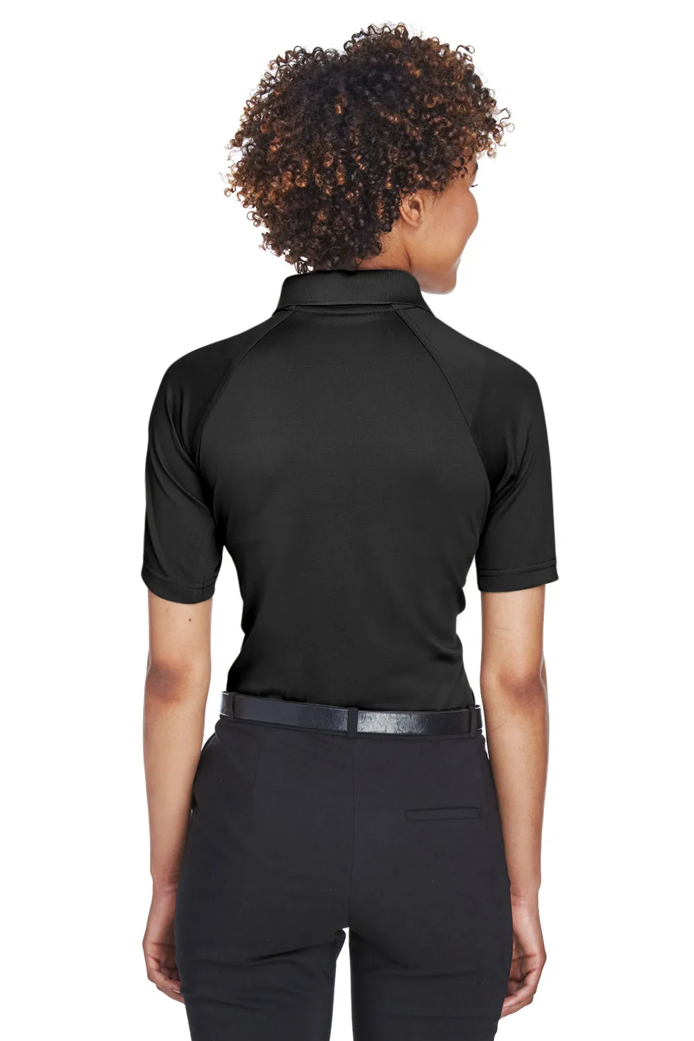 Harriton Womens Advantage Tactical Moisture Wicking Short Sleeve Polo Shirt - Black