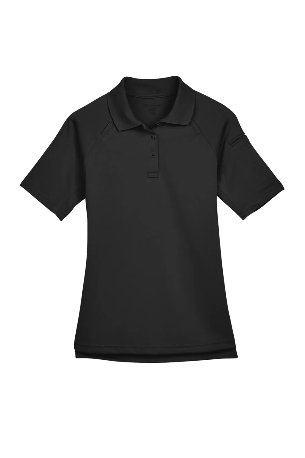 Harriton Womens Advantage Tactical Moisture Wicking Short Sleeve Polo Shirt - Black