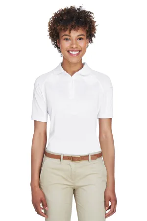 Harriton Womens Advantage Tactical Moisture Wicking Short Sleeve Polo Shirt - White