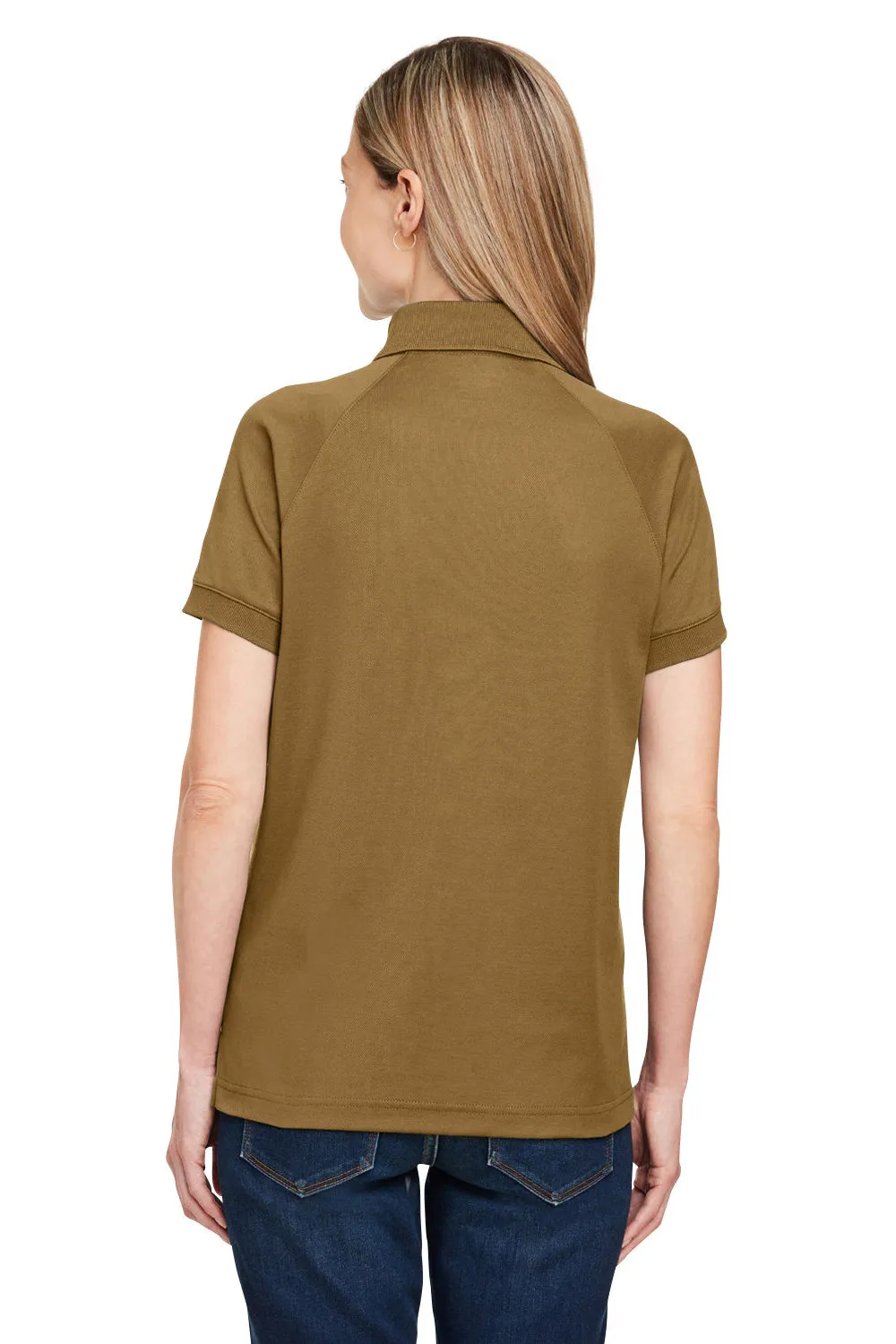 Harriton Womens Charge Moisture Wicking Short Sleeve Polo Shirt - Coyote Brown