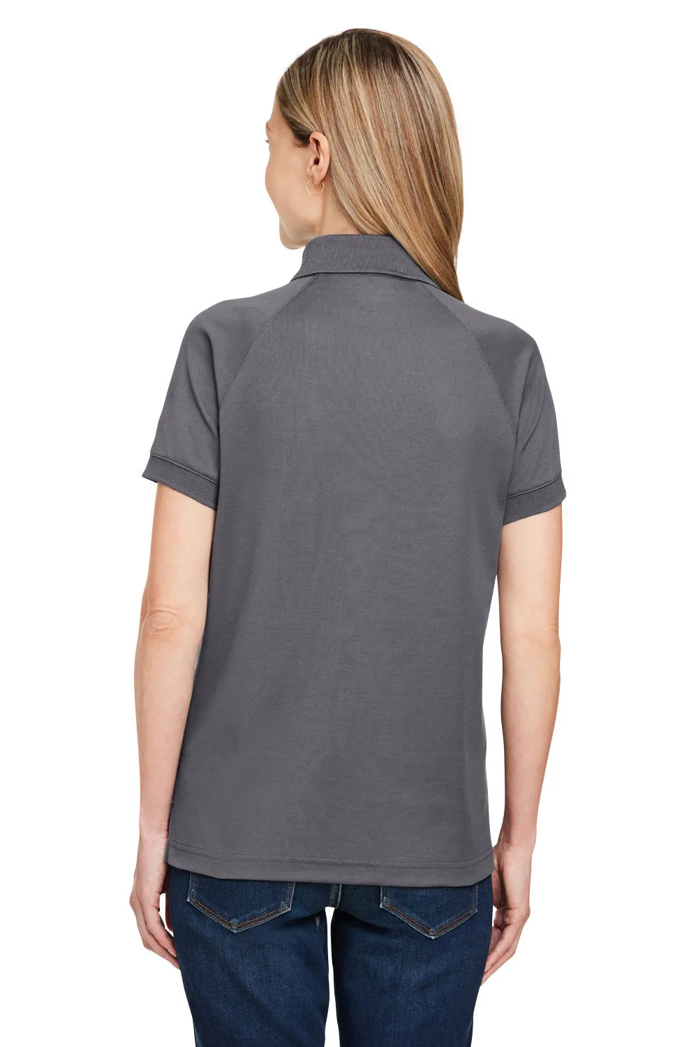 Harriton Womens Charge Moisture Wicking Short Sleeve Polo Shirt - Dark Charcoal Grey