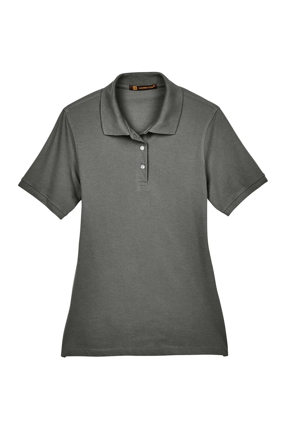 Harriton Womens Easy Blend Wrinkle Resistant Short Sleeve Polo Shirt - Charcoal Grey