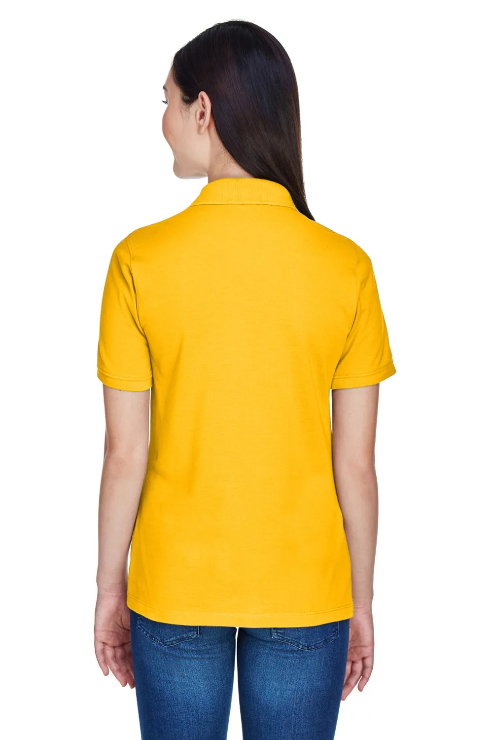 Harriton Womens Easy Blend Wrinkle Resistant Short Sleeve Polo Shirt - Sunray Yellow