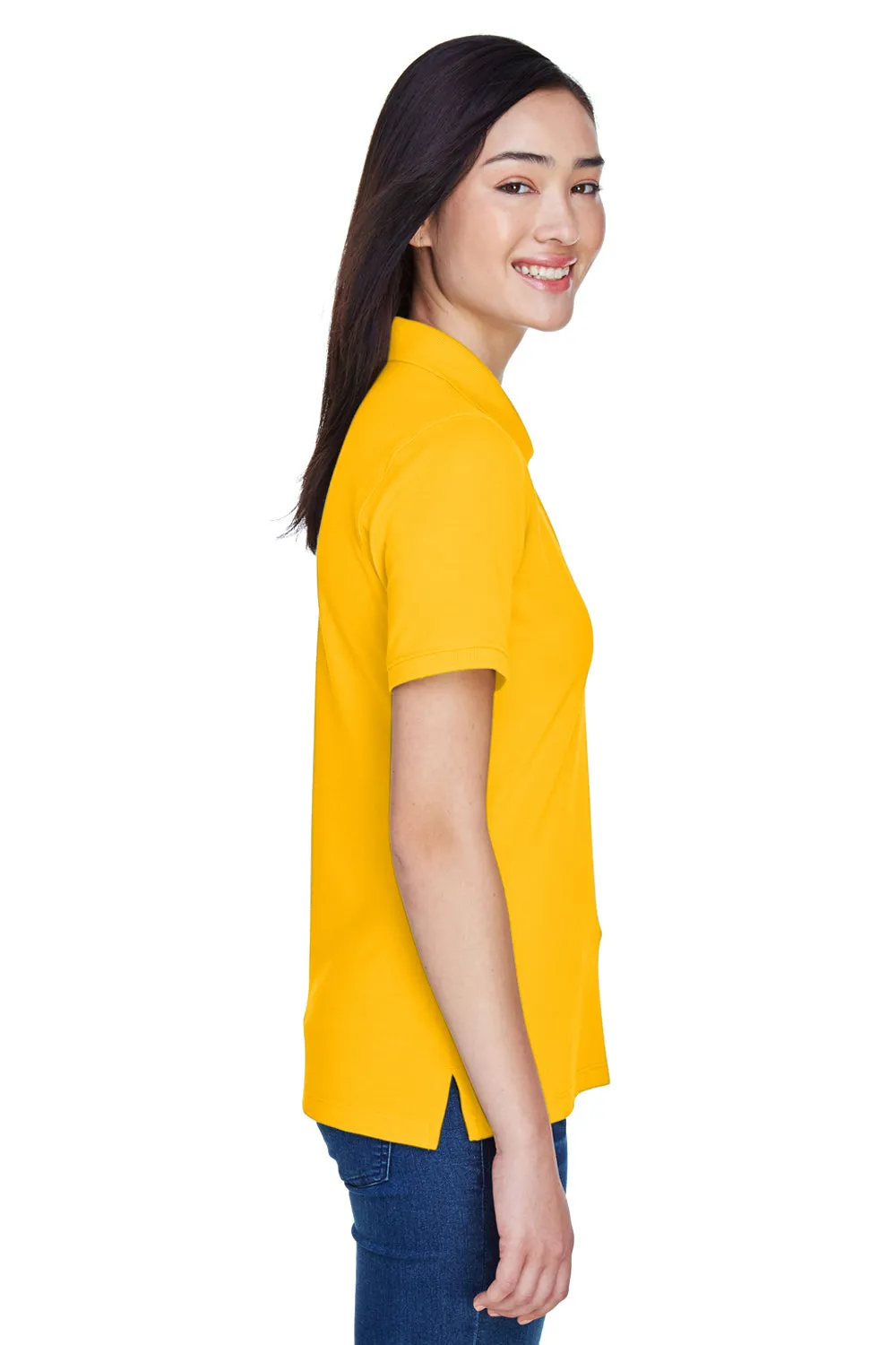 Harriton Womens Easy Blend Wrinkle Resistant Short Sleeve Polo Shirt - Sunray Yellow