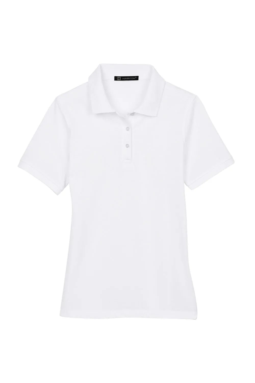 Harriton Womens Easy Blend Wrinkle Resistant Short Sleeve Polo Shirt - White