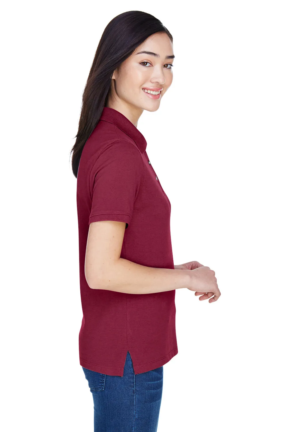 Harriton Womens Easy Blend Wrinkle Resistant Short Sleeve Polo Shirt - Wine