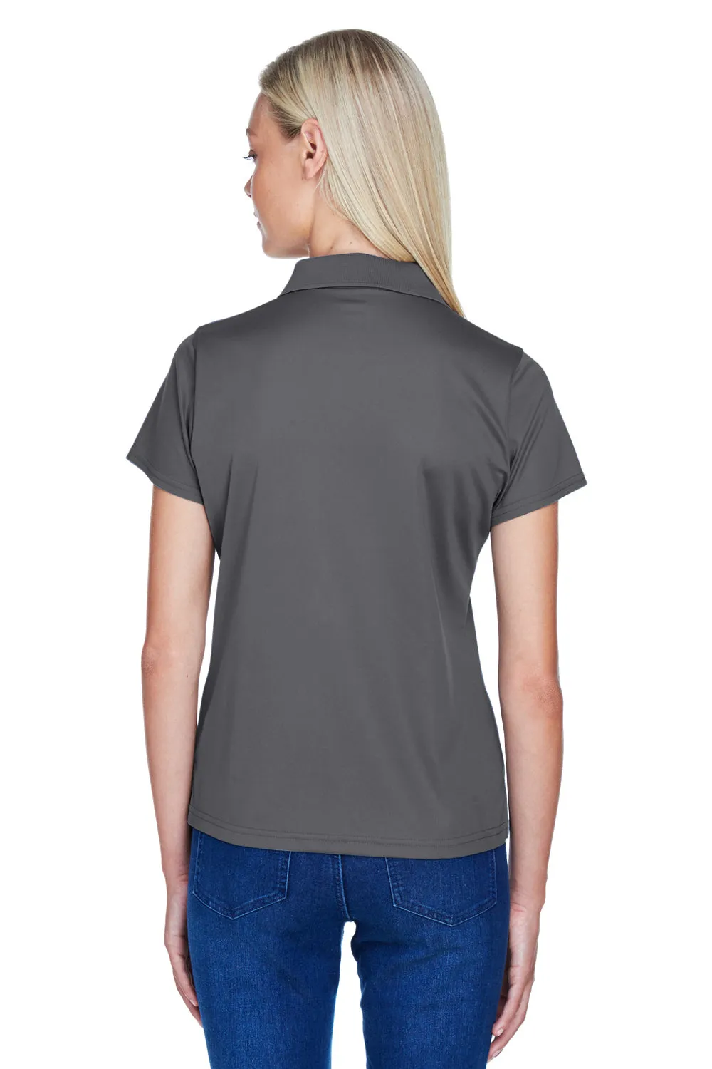 Harriton Womens Polytech Moisture Wicking Short Sleeve Polo Shirt - Charcoal Grey