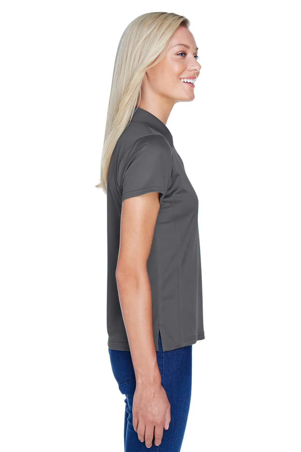 Harriton Womens Polytech Moisture Wicking Short Sleeve Polo Shirt - Charcoal Grey