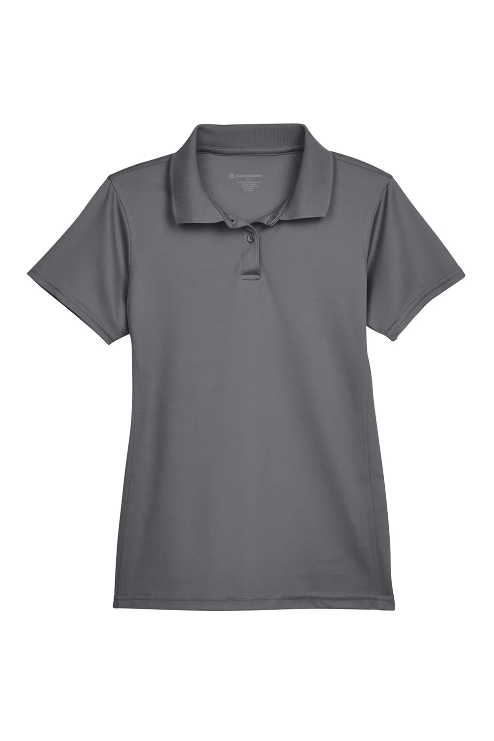 Harriton Womens Polytech Moisture Wicking Short Sleeve Polo Shirt - Charcoal Grey