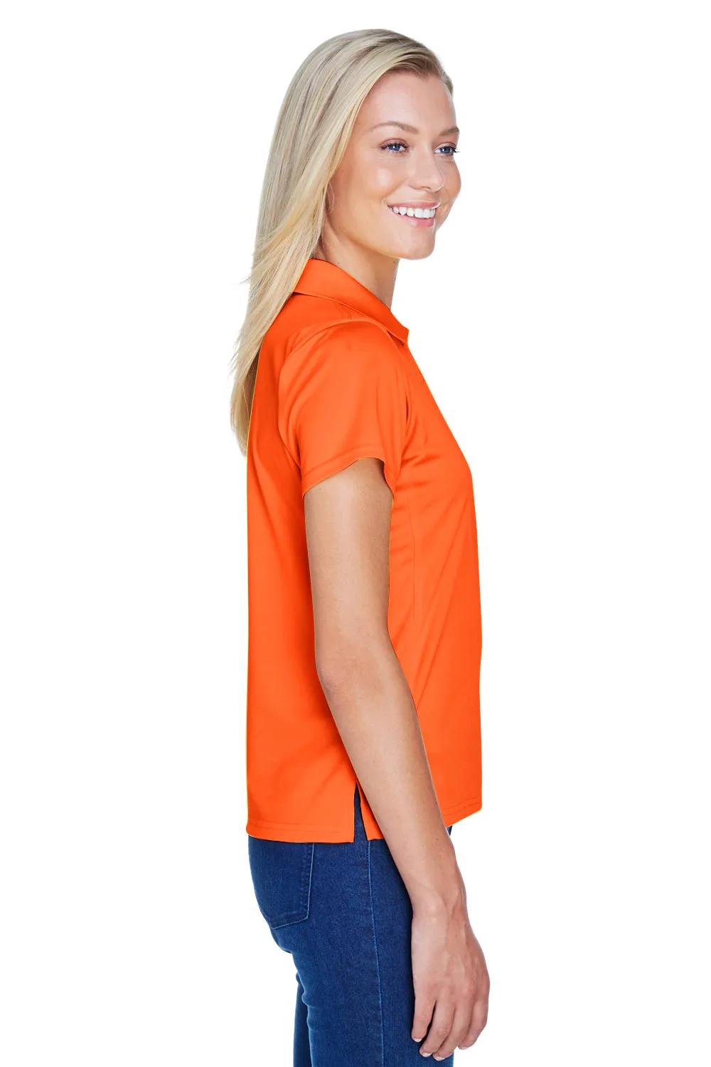 Harriton Womens Polytech Moisture Wicking Short Sleeve Polo Shirt - Team Orange - Closeout