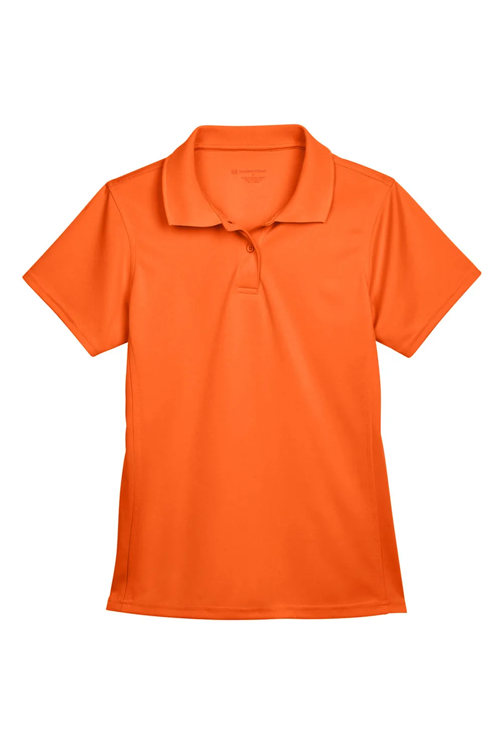 Harriton Womens Polytech Moisture Wicking Short Sleeve Polo Shirt - Team Orange - Closeout