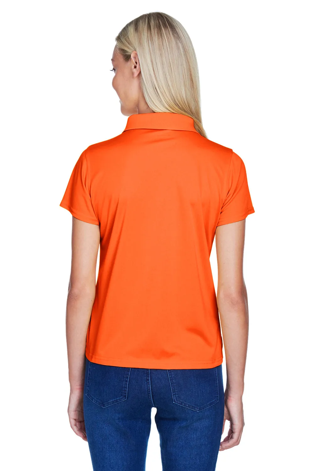 Harriton Womens Polytech Moisture Wicking Short Sleeve Polo Shirt - Team Orange - Closeout