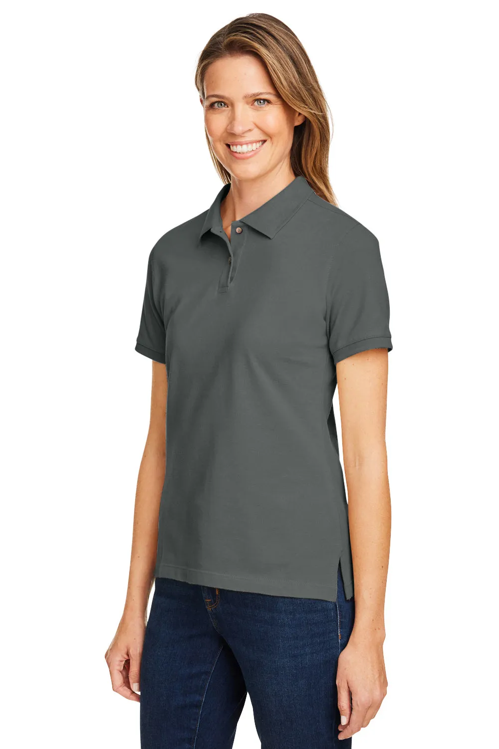 Harriton Womens Short Sleeve Polo Shirt - Charcoal Grey