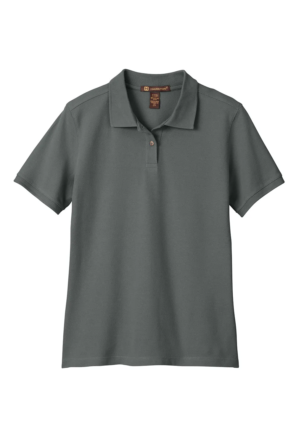 Harriton Womens Short Sleeve Polo Shirt - Charcoal Grey
