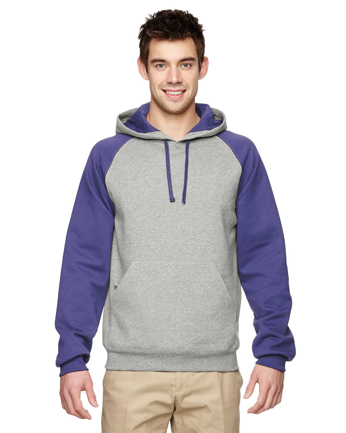 Jerzees 96CR Adult NuBlend Colorblock Raglan Pullover Hooded Sweatshirt